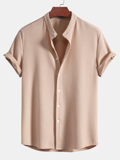 Bodhi | Muscle Fit Ribbed Stand Collar Shirt
