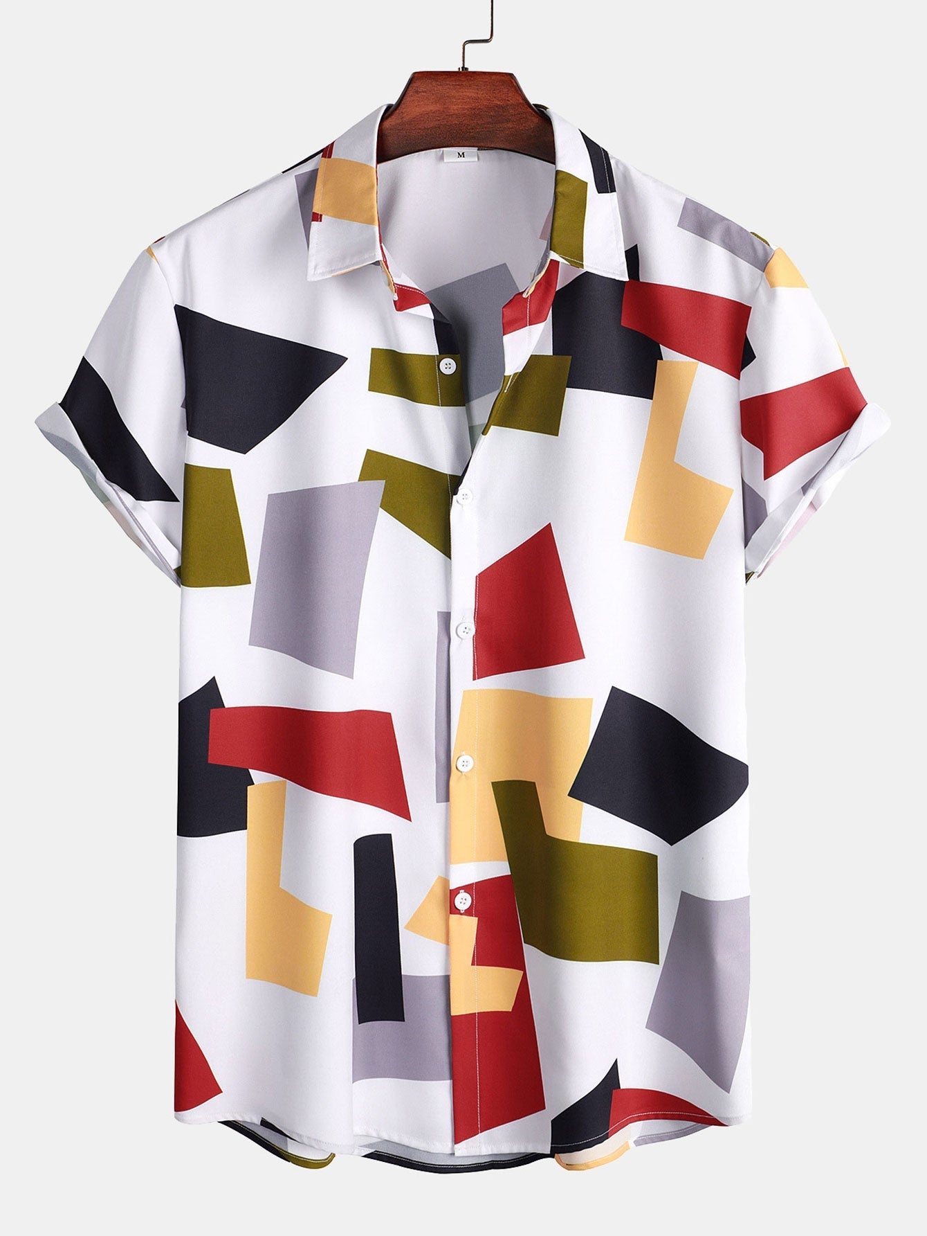 Malakai | Geometric Color Block Print Button Up Shirt