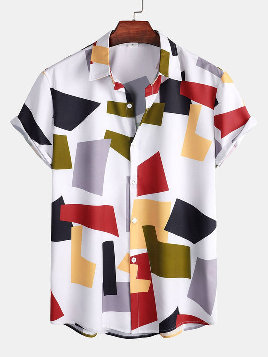 Malakai | Geometric Color Block Print Button Up Shirt