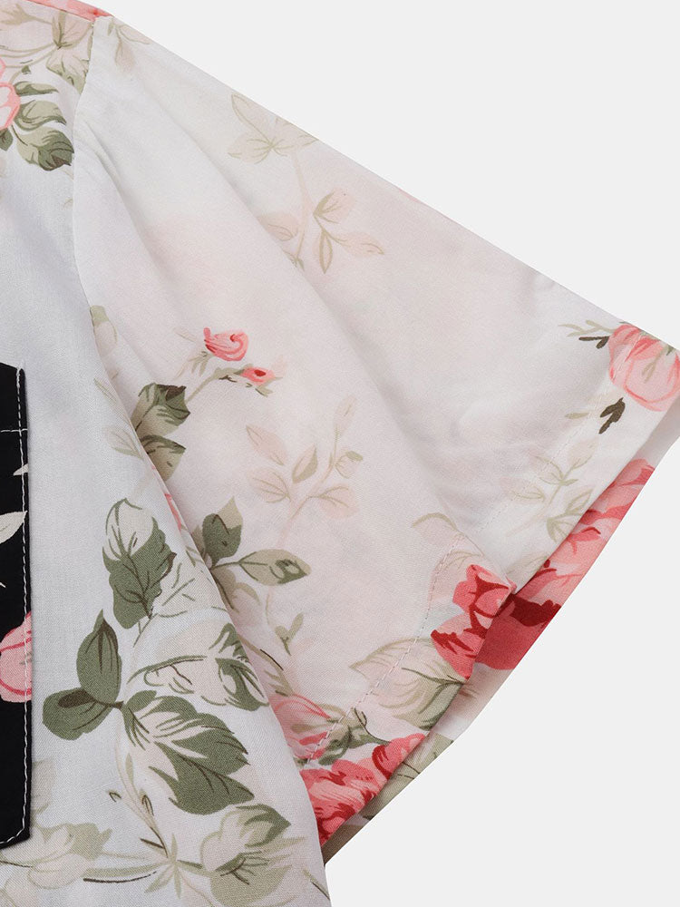 Wright | Two-Tone Floral Print Shirt