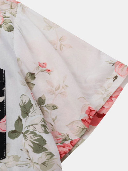 Wright | Two-Tone Floral Print Shirt