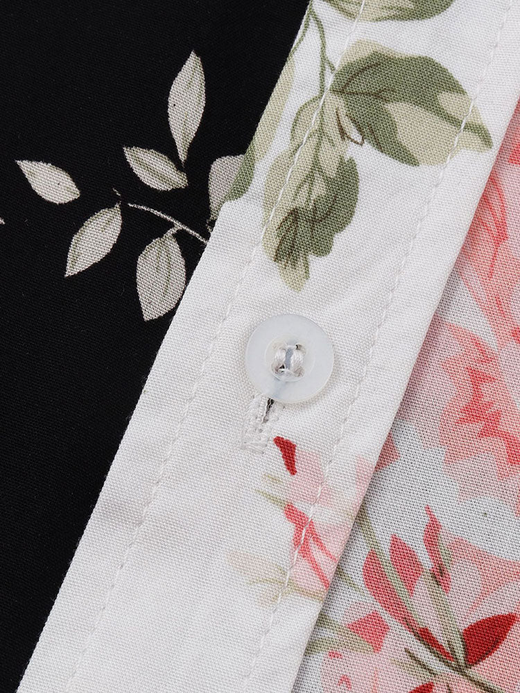 Wright | Two-Tone Floral Print Shirt