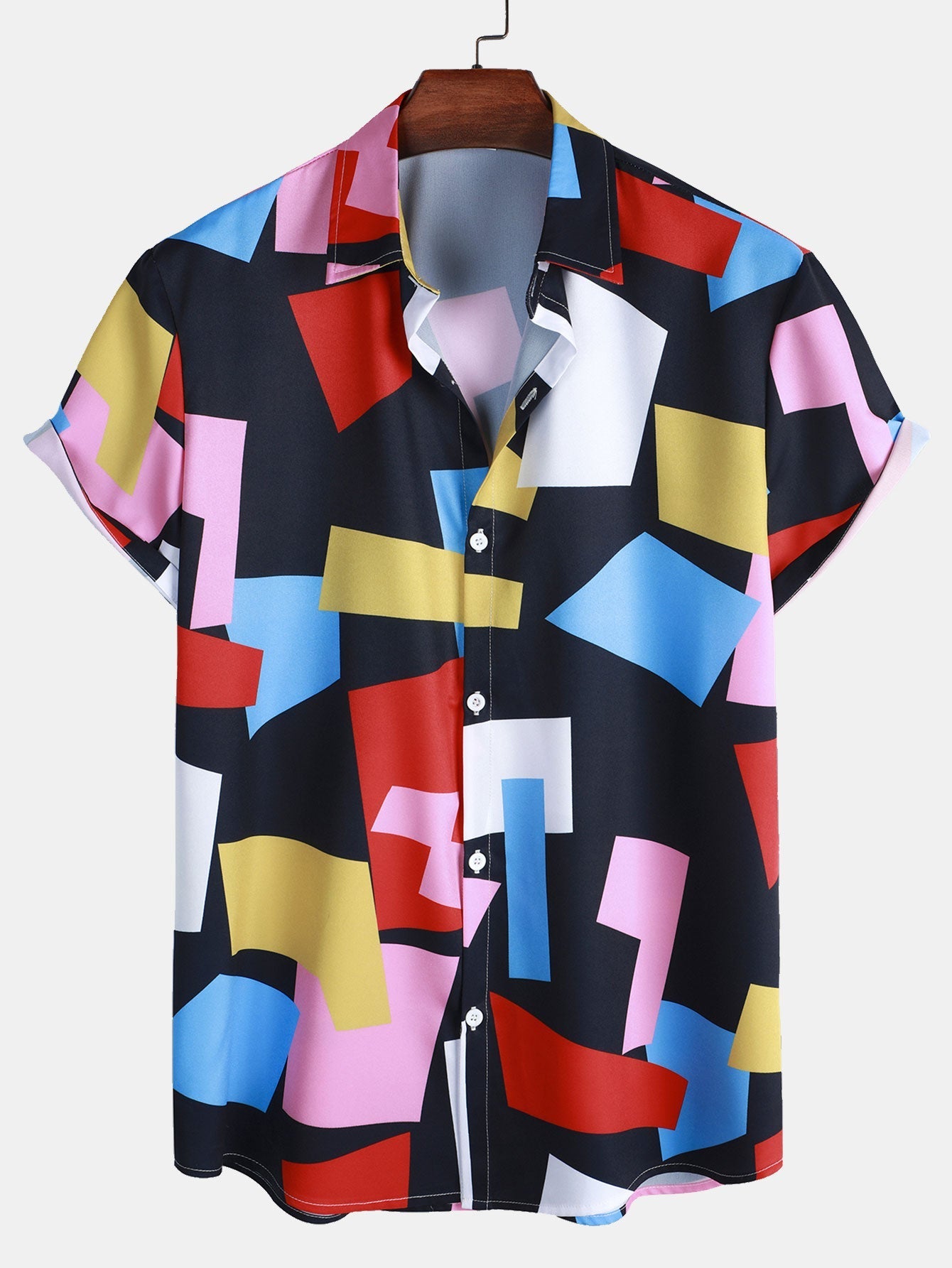 Malakai | Geometric Color Block Print Button Up Shirt
