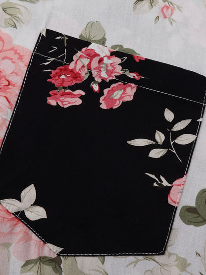 Wright | Two-Tone Floral Print Shirt