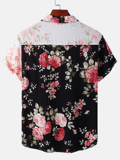 Wright | Two-Tone Floral Print Shirt