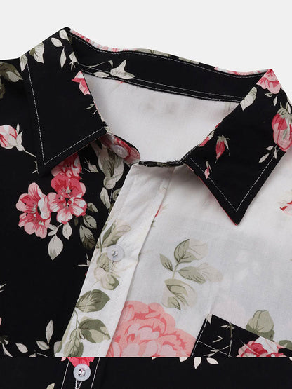 Wright | Two-Tone Floral Print Shirt