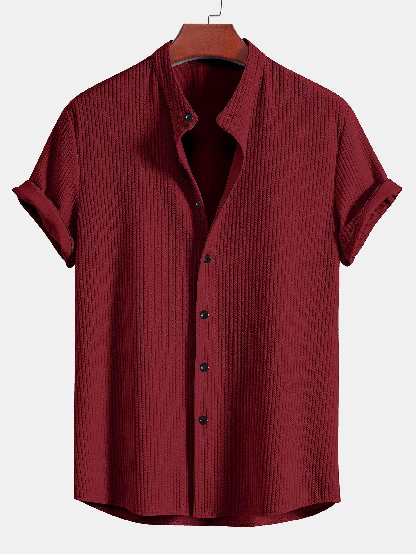 Bodhi | Muscle Fit Ribbed Stand Collar Shirt