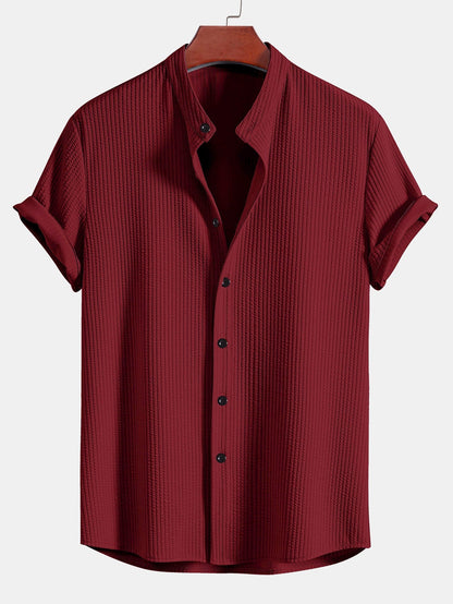 Bodhi | Muscle Fit Ribbed Stand Collar Shirt