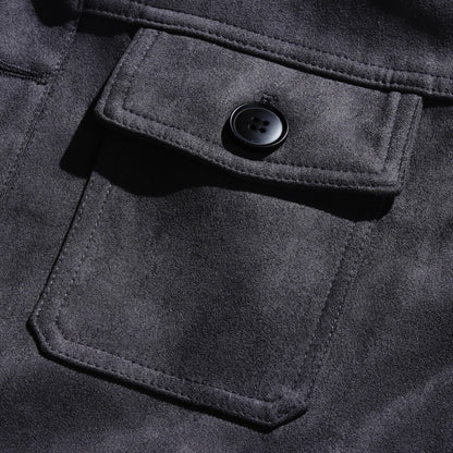 Men's Vintage Suede Single Breasted Stand Collar Jacket 65731063Y