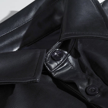 Men's Classic Casual Slim Fit Leather Long Sleeve Shirt 79897850K