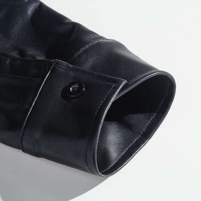 Men's Classic Casual Slim Fit Leather Long Sleeve Shirt 79897850K