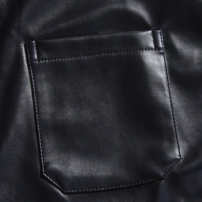 Men's Classic Casual Slim Fit Leather Long Sleeve Shirt 79897850K