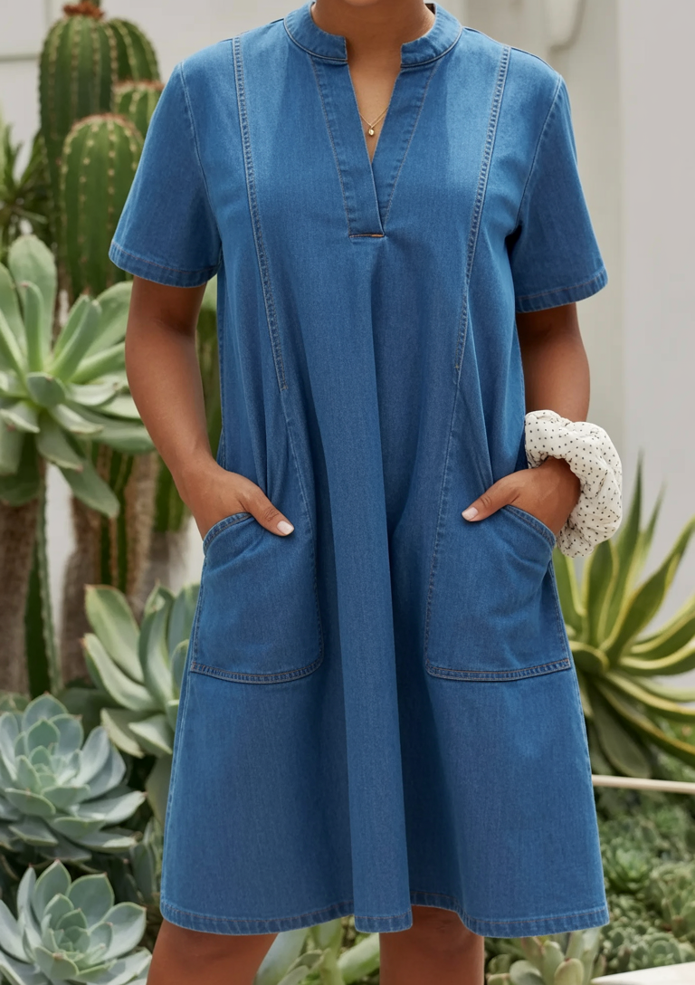 Laura | Denim-Style Tummy Covering Dress