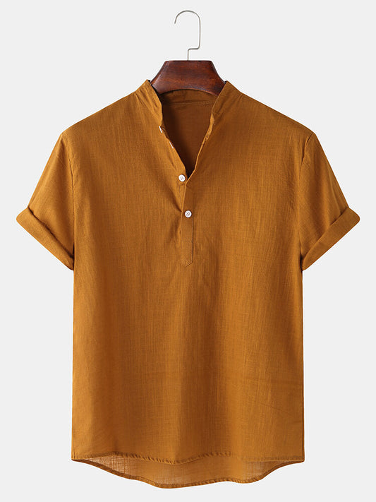 Aurelius | Solid Color Basic Henley Shirts
