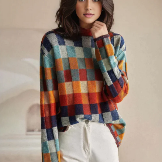 Sara | Turtleneck patchwork pattern