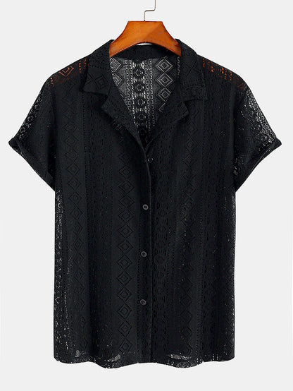 Hugh | Geometry Textured Cuban Shirt