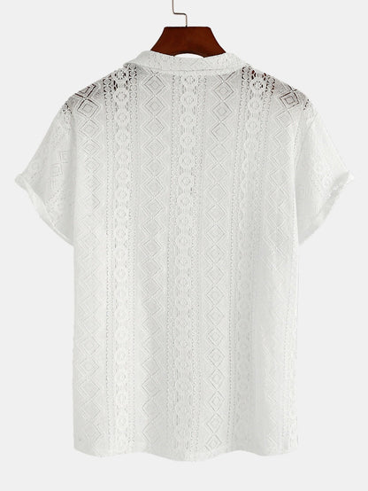 Hugh | Geometry Textured Cuban Shirt