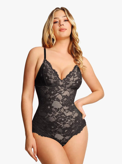 Popilush® Full Lace Bodysuit, black shapewear for women