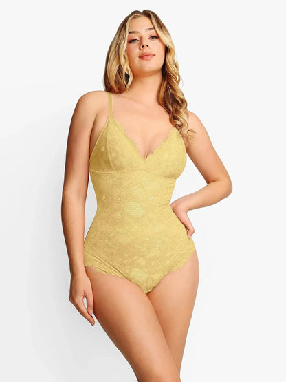 Popilush® Tops Body Shaper Jumpsuit Butter Yellow / S Shapewear Firm Control Smoothing Full Lace Thong Bodysuit