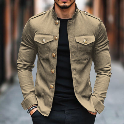Men's Vintage Casual Solid Lapel Button Jacket 85705875TO